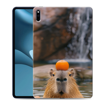 Силиконовый противоударный чехол на Huawei MatePad Pro 10.8 (2021) с принтом Капибара с апельсином