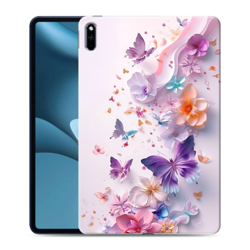 Силиконовый противоударный чехол на Huawei MatePad Pro 10.8 (2021) с принтом цветы бабочки Силиконовый противоударный чехол на Huawei MatePad Pro 10.8 (2021) с принтом цветы бабочки