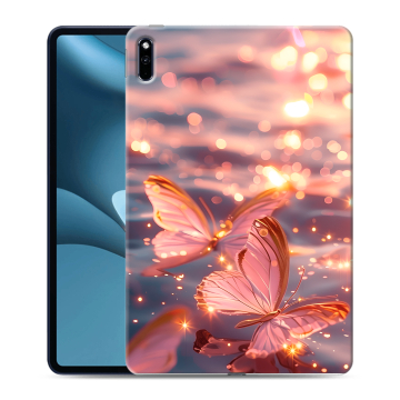 Силиконовый противоударный чехол на Huawei MatePad Pro 10.8 (2021) с принтом бабочки розовые