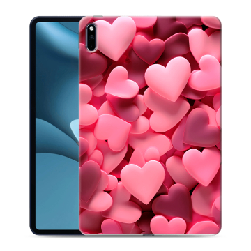 Силиконовый противоударный чехол на Huawei MatePad Pro 10.8 (2021) с принтом розовые сердечки