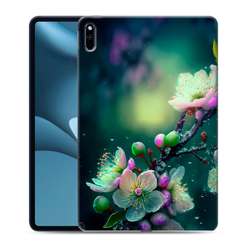 Силиконовый противоударный чехол на Huawei MatePad Pro 10.8 (2021) с принтом Цветы и мрамор Силиконовый противоударный чехол на Huawei MatePad Pro 10.8 (2021) с принтом Цветы и мрамор