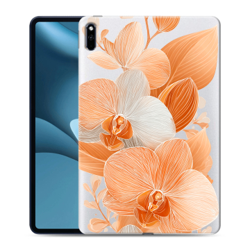 Силиконовый противоударный чехол на Huawei MatePad Pro 10.8 (2021) с принтом Бежевые цветы