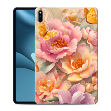 Силиконовый противоударный чехол на Huawei MatePad Pro 10.8 (2021) с принтом Цветы и бабочки