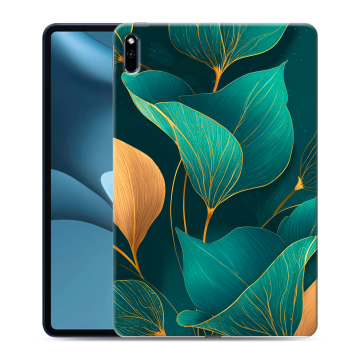 Силиконовый противоударный чехол на Huawei MatePad Pro 10.8 (2021) с принтом Листья и золото