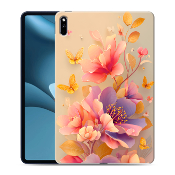 Силиконовый противоударный чехол на Huawei MatePad Pro 10.8 (2021) с принтом Цветы и бабочки