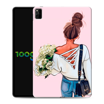 Силиконовый чехол на планшета Huawei MatePad Pro 12.6 (2021) с принтом Девушка и букет Силиконовый чехол на планшета Huawei MatePad Pro 12.6 (2021) с принтом Девушка и букет
