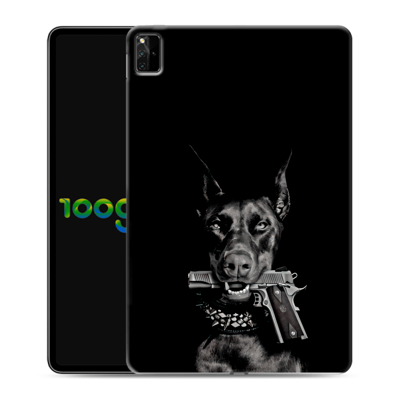 Силиконовый противоударный чехол на Huawei MatePad Pro 12.6 (2021) с принтом Доберман и пистолет Силиконовый противоударный чехол на Huawei MatePad Pro 12.6 (2021) с принтом Доберман и пистолет