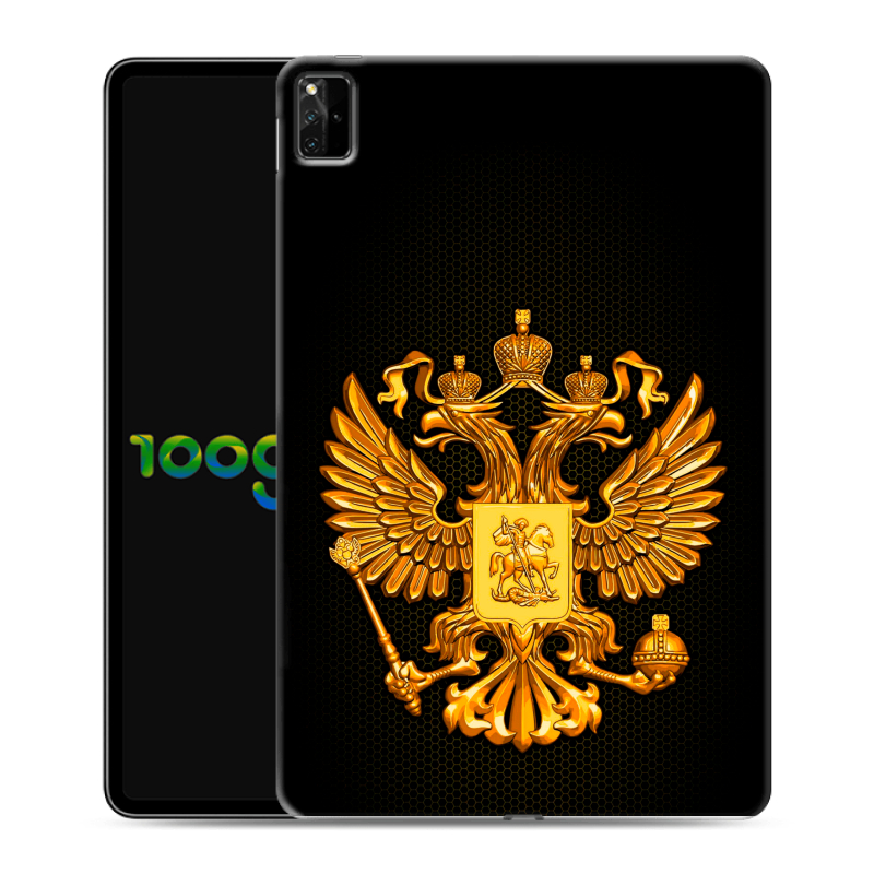 Силиконовый противоударный чехол на Huawei MatePad Pro 12.6 (2021) с принтом Герб России желтый Силиконовый противоударный чехол на Huawei MatePad Pro 12.6 (2021) с принтом Герб России желтый
