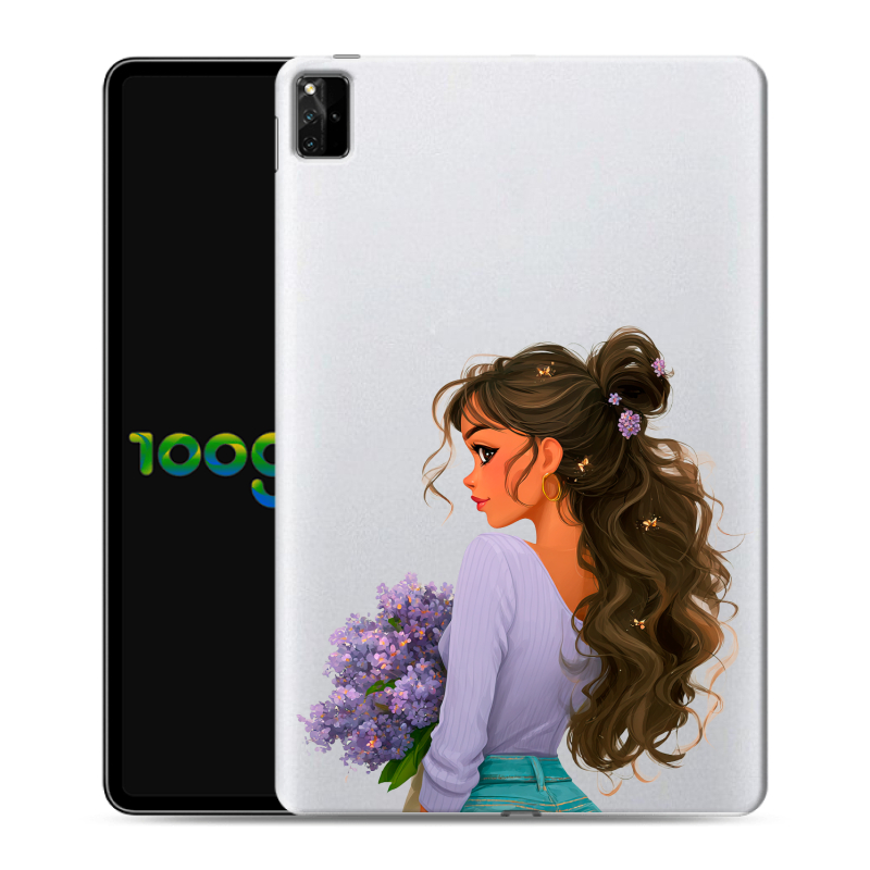 Силиконовый противоударный чехол на Huawei MatePad Pro 12.6 (2021) с принтом девушка цветы Силиконовый противоударный чехол на Huawei MatePad Pro 12.6 (2021) с принтом девушка цветы