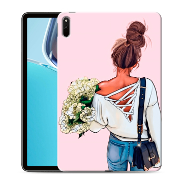 Силиконовый чехол на планшета Huawei MatePad 11 (2021) с принтом Девушка и букет Силиконовый чехол на планшета Huawei MatePad 11 (2021) с принтом Девушка и букет