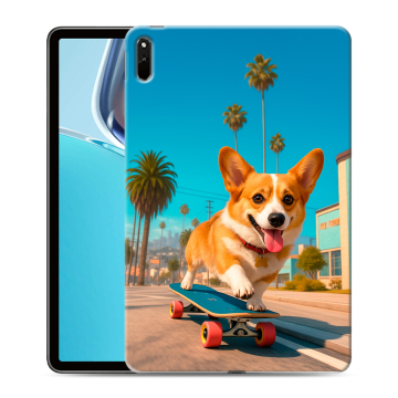 Силиконовый чехол на Huawei MatePad 11 (2021) с принтом Корги на скейте Силиконовый чехол на Huawei MatePad 11 (2021) с принтом Корги на скейте