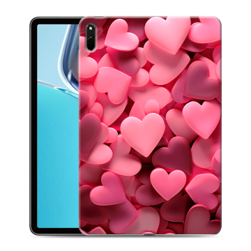 Силиконовый чехол на Huawei MatePad 11 (2021) с принтом розовые сердечки