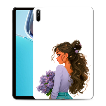Силиконовый чехол на Huawei MatePad 11 (2021) с принтом девушка цветы
