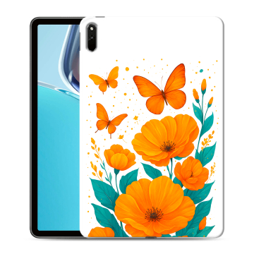 Силиконовый чехол на Huawei MatePad 11 (2021) с принтом цветы бабочки