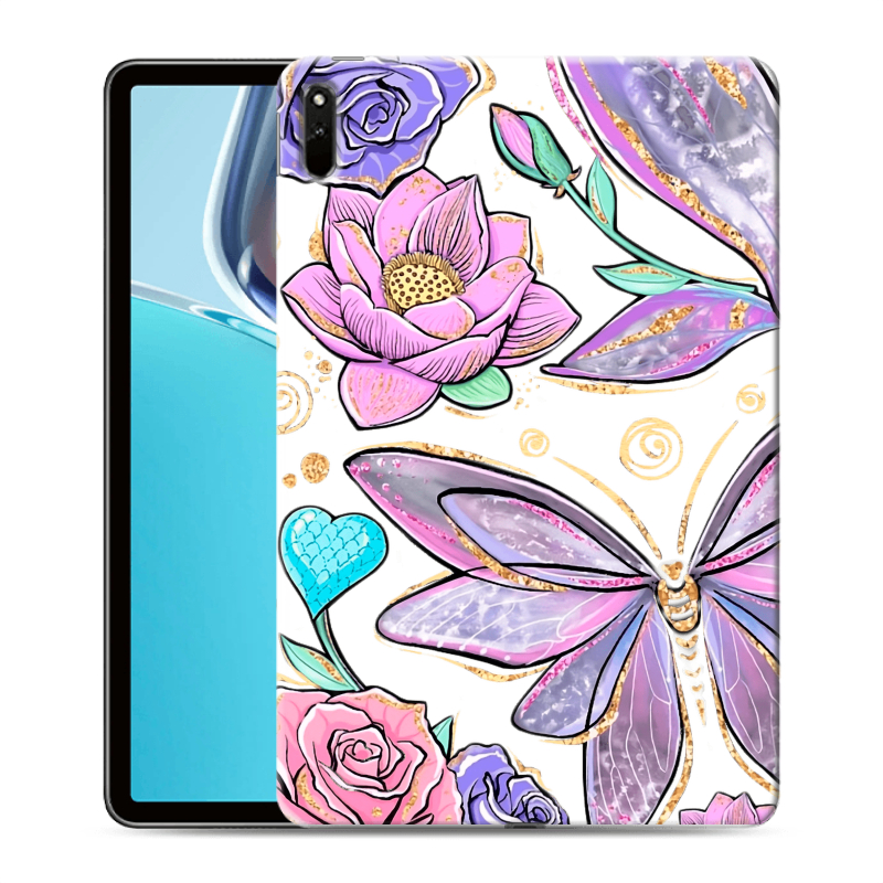 Силиконовый чехол на Huawei MatePad 11 (2021) с принтом Бабочки и цветы Силиконовый чехол на Huawei MatePad 11 (2021) с принтом Бабочки и цветы