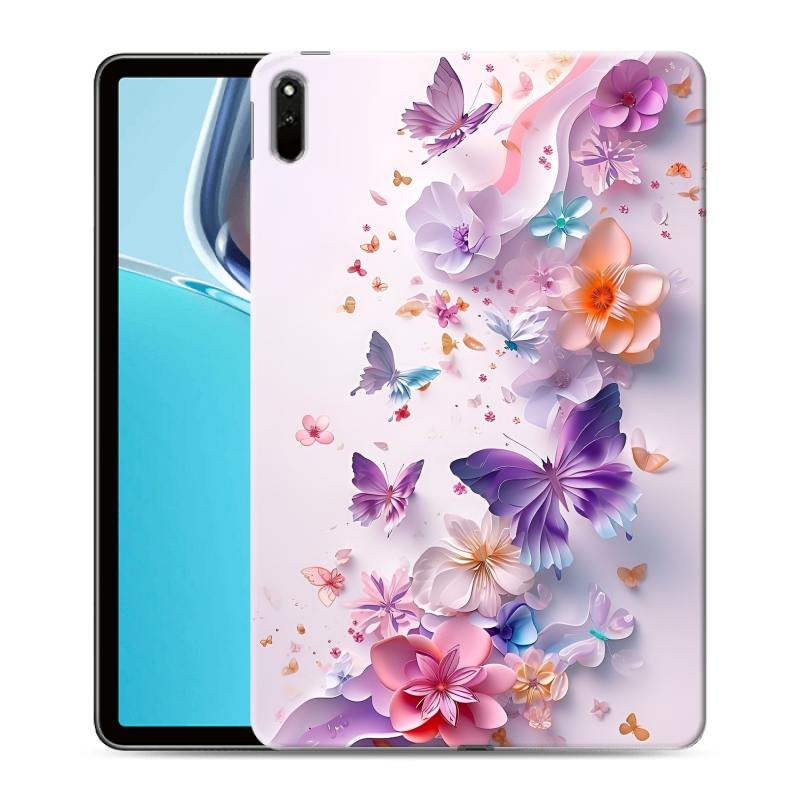 Силиконовый чехол на Huawei MatePad 11 (2021) с принтом цветы бабочки Силиконовый чехол на Huawei MatePad 11 (2021) с принтом цветы бабочки