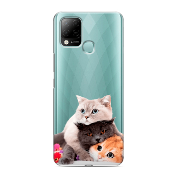 Силиконовый чехол на Infinix Hot 10S с принтом Кошки