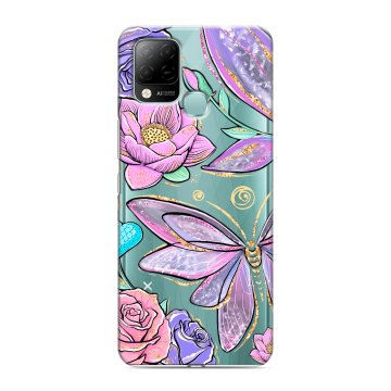 Силиконовый чехол на Infinix Hot 10S с принтом Бабочки и цветы