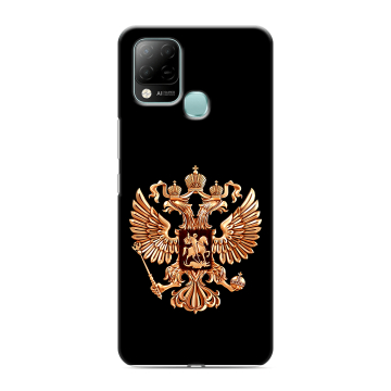 Силиконовый чехол на Infinix Hot 10S с принтом Герб России золотой