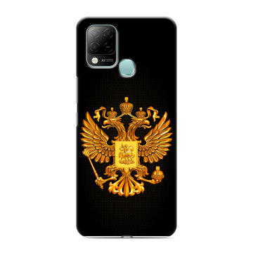 Силиконовый чехол на Infinix Hot 10S с принтом Герб России желтый Силиконовый чехол на Infinix Hot 10S с принтом Герб России желтый