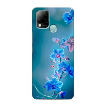Силиконовый чехол на Infinix Hot 10S с принтом Голубые цветы