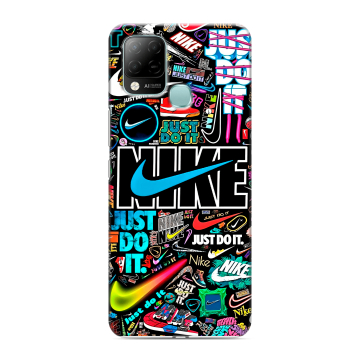 Силиконовый чехол на Infinix Hot 10S с принтом найк nike черный