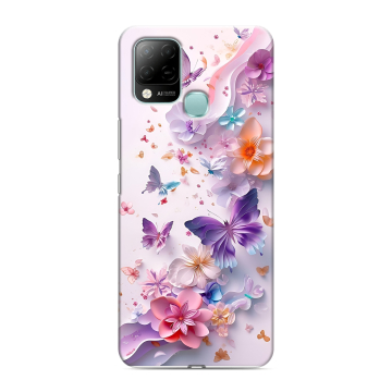 Силиконовый чехол на Infinix Hot 10S с принтом цветы бабочки
