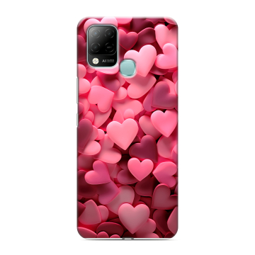 Силиконовый чехол на Infinix Hot 10S с принтом розовые сердечки