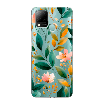 Силиконовый чехол на Infinix Hot 10S с принтом Цветы паттерн Силиконовый чехол на Infinix Hot 10S с принтом Цветы паттерн