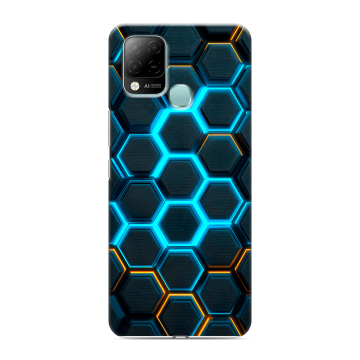 Силиконовый чехол на Infinix Hot 10S с принтом Неоновые соты Силиконовый чехол на Infinix Hot 10S с принтом Неоновые соты