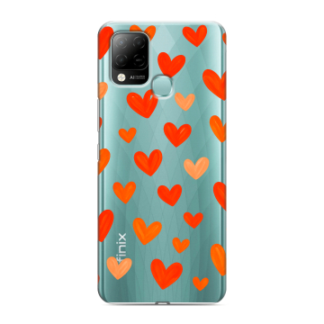 Силиконовый чехол на Infinix Hot 10S с принтом Сердечки Силиконовый чехол на Infinix Hot 10S с принтом Сердечки
