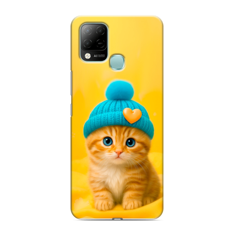 Силиконовый чехол на Infinix Hot 10S с принтом Котенок в шапке Силиконовый чехол на Infinix Hot 10S с принтом Котенок в шапке