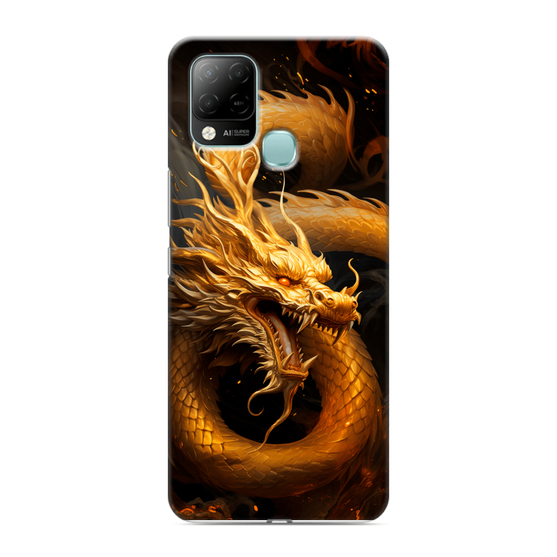 Силиконовый чехол на Infinix Hot 10S с принтом Золотой дракон Силиконовый чехол на Infinix Hot 10S с принтом Золотой дракон