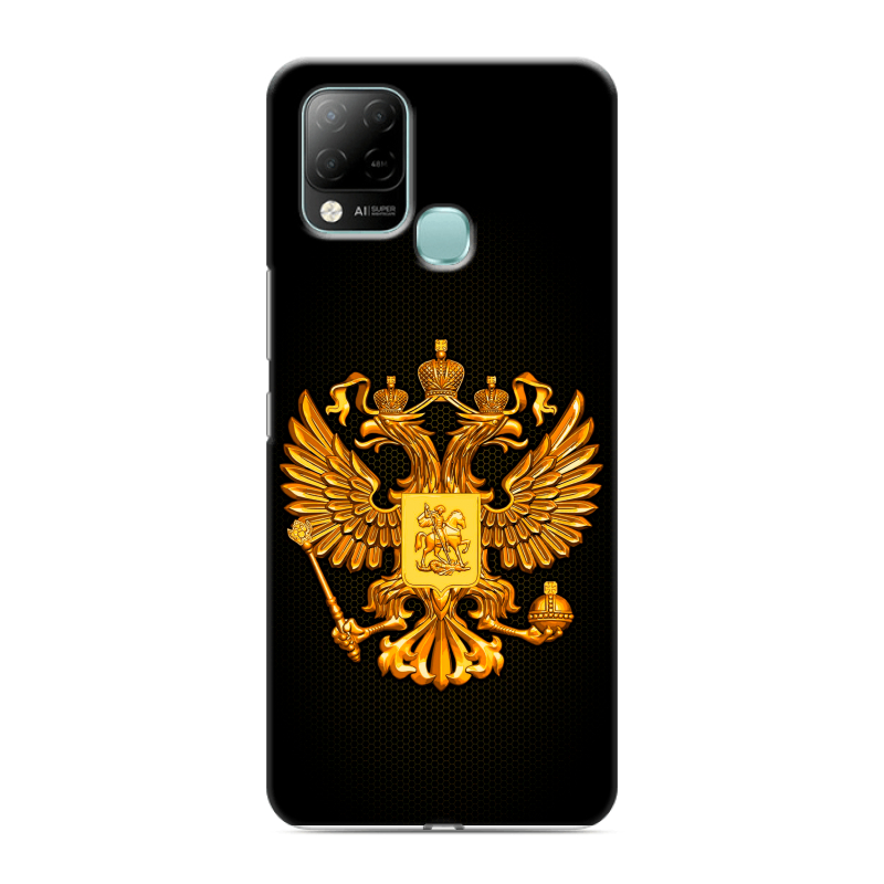 Силиконовый чехол на Infinix Hot 10S с принтом Герб России желтый Силиконовый чехол на Infinix Hot 10S с принтом Герб России желтый