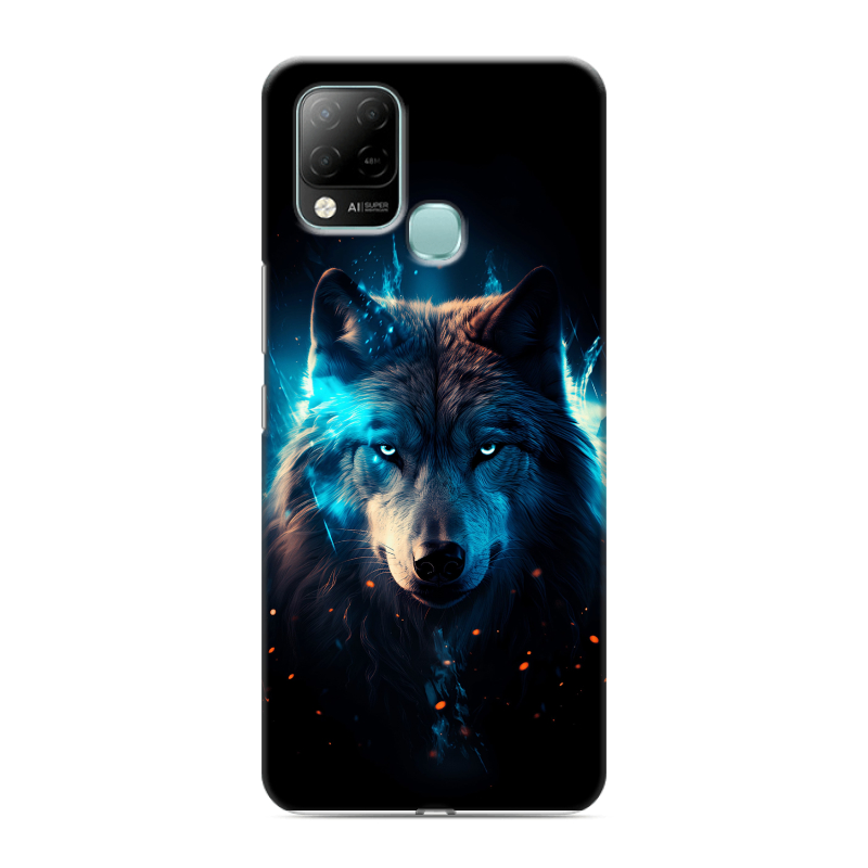 Силиконовый чехол на Infinix Hot 10S с принтом Волк ночной Силиконовый чехол на Infinix Hot 10S с принтом Волк ночной