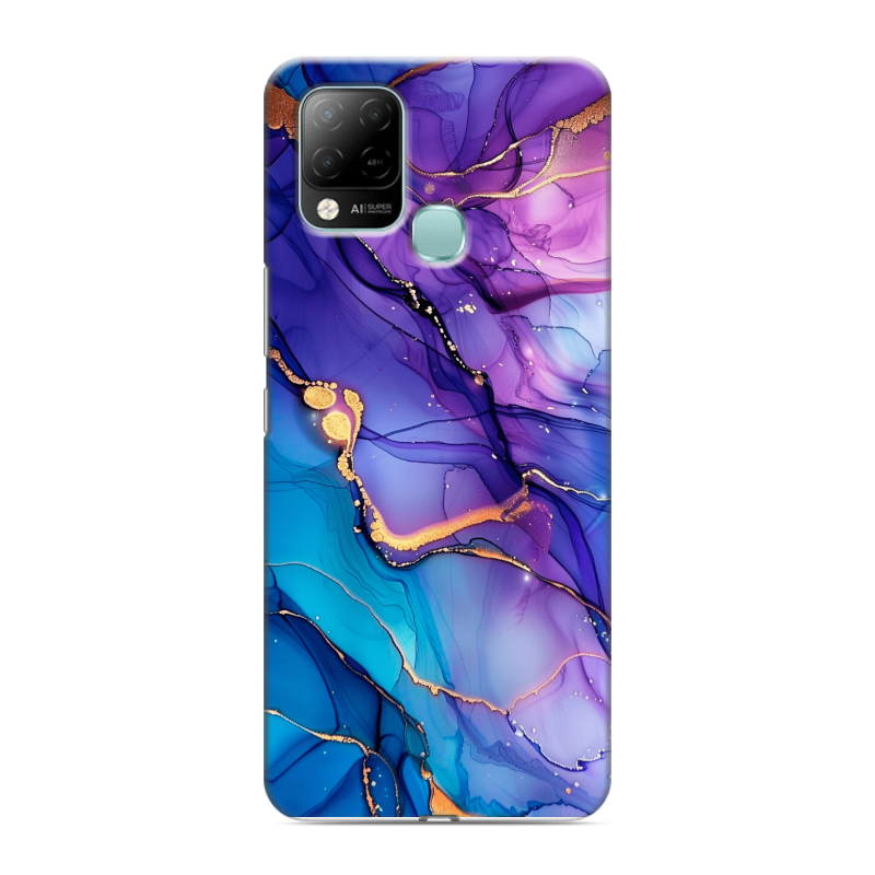 Силиконовый чехол на Infinix Hot 10S с принтом синий мрамор Силиконовый чехол на Infinix Hot 10S с принтом синий мрамор
