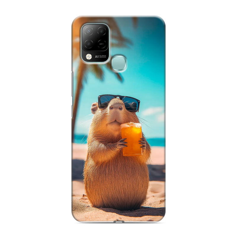 Силиконовый чехол на Infinix Hot 10S с принтом Капибара Силиконовый чехол на Infinix Hot 10S с принтом Капибара