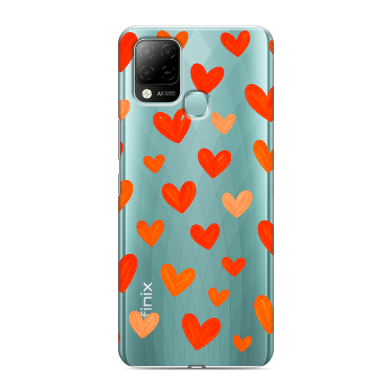 Силиконовый чехол на Infinix Hot 10S с принтом Сердечки Силиконовый чехол на Infinix Hot 10S с принтом Сердечки