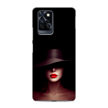 Силиконовый противоударный чехол на Infinix Note 10 Pro с принтом Девушка в шляпе