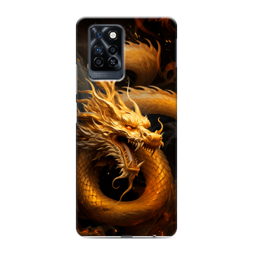 Силиконовый противоударный чехол на Infinix Note 10 Pro с принтом Золотой дракон