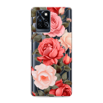 Силиконовый противоударный чехол на Infinix Note 10 Pro с принтом Розы