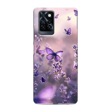 Силиконовый противоударный чехол на Infinix Note 10 Pro с принтом бабочки и лаванда Силиконовый противоударный чехол на Infinix Note 10 Pro с принтом бабочки и лаванда