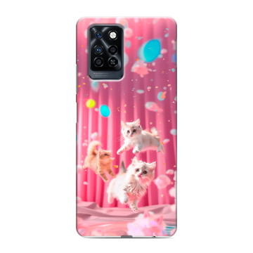 Силиконовый противоударный чехол на Infinix Note 10 Pro с принтом милые котики