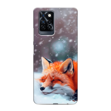 Силиконовый противоударный чехол на Infinix Note 10 Pro с принтом лиса