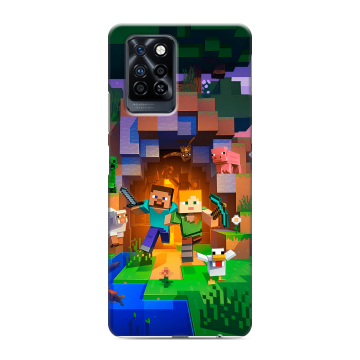 Силиконовый противоударный чехол на Infinix Note 10 Pro с принтом Майнкрафт Minecraft