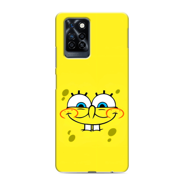Силиконовый противоударный чехол на Infinix Note 10 Pro с принтом спанчбоб спанч боб