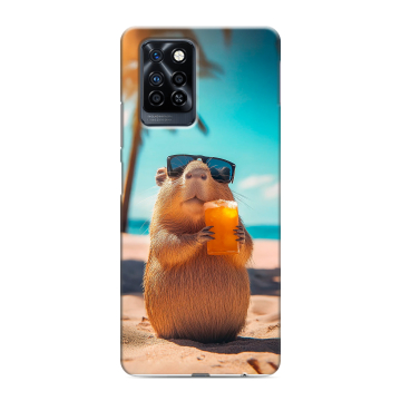 Силиконовый противоударный чехол на Infinix Note 10 Pro с принтом Капибара