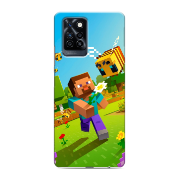Силиконовый противоударный чехол на Infinix Note 10 Pro с принтом Майнкрафт Minecraft