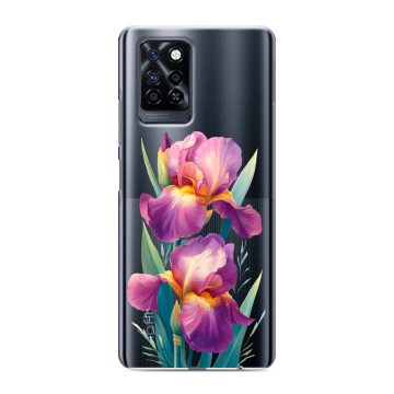 Силиконовый противоударный чехол на Infinix Note 10 Pro с принтом Цветы орхидеи