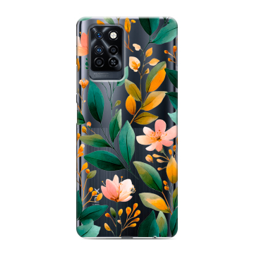 Силиконовый противоударный чехол на Infinix Note 10 Pro с принтом Цветы паттерн
